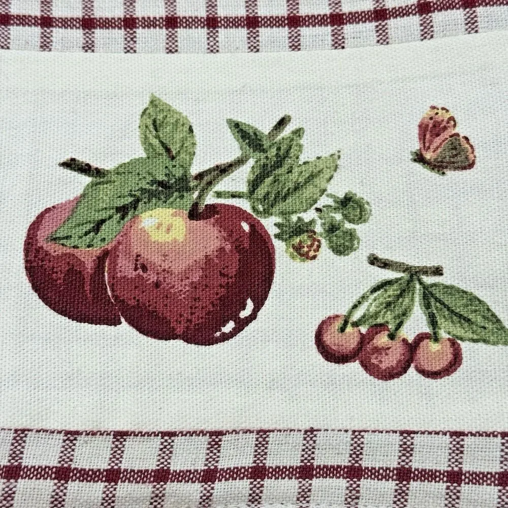 Vintage Pfaltzgraff Delicious Cloth Placemats Pair of Red Gingham Apple 13.5x19